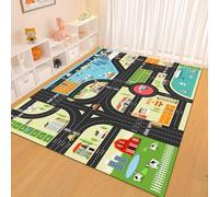 WealthyNest Kid Rug Playmat for Toy Cars, Car Mat for Children, Play Area Carpet with Rubber Backing, for Children Bedroom Play Room (F,80 * 160cm)