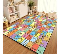 WealthyNest Kids Playmat Rug, Cartoon Snake and Ladder Board Game Pattern Rugs,Low-pile, Washable, Non-slip Area Rug, Suitable for Children's Rooms, Living Rooms, and Bedrooms. (E,50 * 80cm)