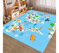 WealthyNest Sea World Animal Area Rugs, Cartoon World Map Kids Rugs, Low Pile Machine Washable Play Mat, With Non Slip Backing Breathable Rug For Kids Room, Living Room, Bedroom (L,80 * 120cm)