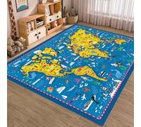 WealthyNest Sea World Animal Area Rugs, Cartoon World Map Kids Rugs, Low Pile Machine Washable Play Mat, With Non Slip Backing Breathable Rug For Kids Room, Living Room, Bedroom (A,60 * 90cm)