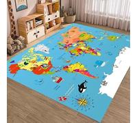WealthyNest Sea World Animal Area Rugs, Cartoon World Map Kids Rugs, Low Pile Machine Washable Play Mat, With Non Slip Backing Breathable Rug For Kids Room, Living Room, Bedroom (P,100 * 160cm)