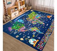 WealthyNest Sea World Animal Area Rugs, Cartoon World Map Kids Rugs, Low Pile Machine Washable Play Mat, With Non Slip Backing Breathable Rug For Kids Room, Living Room, Bedroom (K,120 * 160cm)