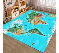 WealthyNest Sea World Animal Area Rugs, Cartoon World Map Kids Rugs, Low Pile Machine Washable Play Mat, With Non Slip Backing Breathable Rug For Kids Room, Living Room, Bedroom (G,50 * 80cm)
