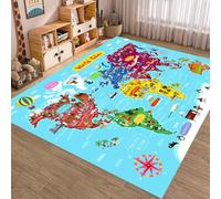 WealthyNest Sea World Animal Area Rugs, Cartoon World Map Kids Rugs, Low Pile Machine Washable Play Mat, With Non Slip Backing Breathable Rug For Kids Room, Living Room, Bedroom (D,60 * 90cm)