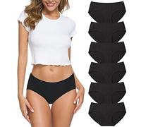 Wealurre Cotton Bikini Women's Breathable Panties Seamless Comfort Underwear, Black, S