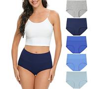 Wealurre Women High Waist Cotton Knickers C Section Underwear Ladies Full Coverage Briefs Tummy Control Panties Underpants Multipack 5 (1002 bluegray,XL)