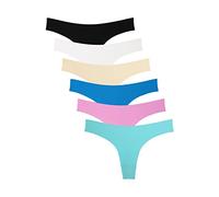 Wealurre Women's Microfiber Low Rise No Show Thong Pantie, B/W/a/Bl/Tu/Pi, S