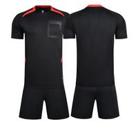 WEANGCW8238JIAN Youth & Adult Soccer Referee Uniform - Short Sleeve, Moisture-Wicking, Breathable Fabric (Black, 4XL)