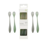 Weaning Spoons 6M+ Multi Pack Baby Cutlery Set BPA Free Tiny to Tots Teal/Grey Colourway Self Feeding Toddler Long Handle Spoons, Baby First Spoon Set (4, Teal/Grey)