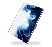 Weaninyiu Business Card Metal Slim Organizer, Professional Stainless Steel Square Pocket Wallet for Office Workers, Compact and Portable for Pockets (Blue and White Wavy)
