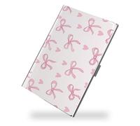 Weaninyiu Business Card Metal Slim Organizer, Professional Stainless Steel Square Pocket Wallet for Office Workers, Compact and Portable for Pockets (Pink Bow)