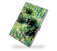 Weaninyiu Business Card Metal Slim Organizer, Professional Stainless Steel Square Pocket Wallet for Office Workers, Compact and Portable for Pockets (Cats and Grass)