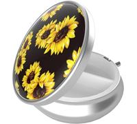 Weaninyiu Pill Box, Small Metal Pill Case for Purse & Pocket, 3 Compartment Cute Portable Travel Pillbox Medicine Organizer, Pill Container Holder to Hold Medication,Vitamins (Sunflowers)