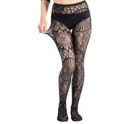 WEANMIX Fishnet Stockings Lace Patterned Tights High Waist Pantyhose Fishnets for Women, A05- Bohemian Goth Style, One size