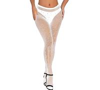WEANMIX Fishnet Stockings Lace Patterned Tights High Waist Pantyhose Fishnets for Women, B02-white-rhinestone Fishnet, One size