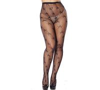 WEANMIX Pentagram Star Patterned Fishnet Plus Size Sheertex Tights Black Stockings Thigh High Lace Pantyhose for Women, Black, One size