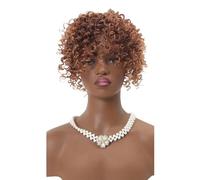 Wear and Go Glueless 12inch Natural Afro Kinky Curly Short Hair Toppers with Bangs, Black Clip in Synthetic Wiglets Wig Pieces for Women with Thinning Hairs(30T33)