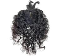 Wear and Go Glueless 12x14cm Coverage, Short Curly Real Human Wavy Hair Topper with Front Bangs for Women,Breathable Wiglets Hairpieces(Natural Black,12 inches)