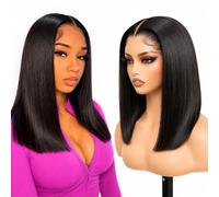 Wear And Go Glueless Double Drawn Bob Wig Human Hair Pre Plucked Pre-Cut 5x5 HD Lace Closure Bob Wigs for Black Women 250% Density Wigs Human Hair Straight Wave Bob Wigs Beginner Friendly 12 Inch