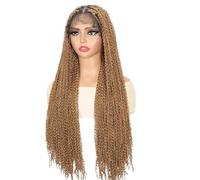 Wear and Go Glueless Knotless Boho Braided Wigs,13x4'' HD Lace Front Long Synthetic Braideds Wig for Women(Brown,24 inch)