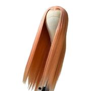 Wear and Go Glueless Lace Front Pre-Plucked Synthetic Wigs,Long Straight Glueless Ready to Wear Orange Wig for Black Women(22 inch)