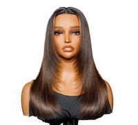 Wear and Go Glueless Ombre Bleached Knots Highlight Lace Front Wigs,180 Density,Glueless Wig Straight Pre Plucked Human Hair for Women(13X4 Lace Frontal,20 inch)
