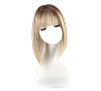 Wear and Go Glueless Real Human Hair Toppers for Women, 14 inch with Bangs, 5"x5.5" Base, 3 Clips,Covers Thinning Hairs(FK010-6-LH)