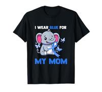 Wear Blue for My Mom Elephant Awareness Ribbon Design T-Shirt