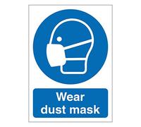 Wear dust mask mandatory safety sign - Size 100mm x 140mm - Self adhesive vinyl sticker - Denotes specific actions that must be adhered to (1)