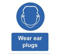 Wear Ear Plugs Warning Sign Self Adhesive Gloss Decal Sticker 160mm x 125mm V7