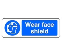 Wear Face Shield - safety sign - 1.2mm Rigid plastic for indoor/outdoor usage (150mm x 50mm) Viewing Distance within 3m.