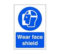 Wear face shield - safety sign, ppe clothing, ppe, protective clothing - High tack self-adhesive sticker (300mm x 200mm) Viewing Distance within 7m.