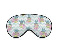 Wear Glasses Pine Blue White Wavy Stripes Sleep Mask for Women Men Soft Eye Masks Adjustable Blindfold Sleeping Shade Cover 8 X 4 Inch