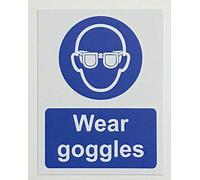 Wear goggles safety sign - 1.2mm rigid plastic 300mm x 200mm