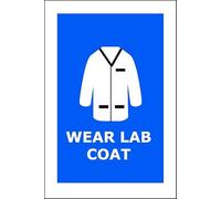 Wear Lab Coat | 20cm x 15cm | Blue - PVC Plastic Sign for Laboratories, Research Facilities, Medical Labs, Workplace Safety Compliance | UK-Made with Renewable Energy | Low Carbon Footprint