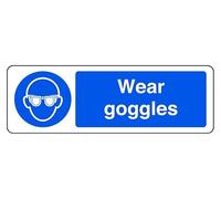 Wear Na Goggles - safety sign - 1.2mm Rigid plastic for indoor/outdoor usage (300mm x 100mm) Viewing Distance within 5m.