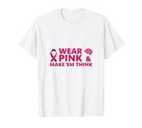 Wear Pink & Make 'Em Think: Cancer Awareness Inspiration T-Shirt, Men, White, 4XL