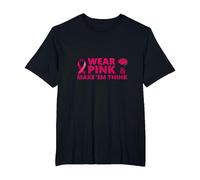 Wear Pink & Make 'Em Think: Cancer Awareness Inspiration T-Shirt, Men's Big and Tall, Black, 6X Tall