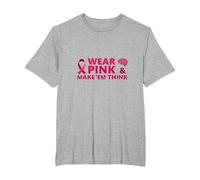 Wear Pink & Make 'Em Think: Cancer Awareness Inspiration T-Shirt, Men's Big and Tall, Heather Grey, 6X Tall