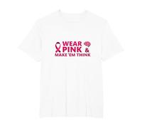 Wear Pink & Make 'Em Think: Cancer Awareness Inspiration T-Shirt, Men's Big and Tall, White, 2X Tall