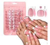 Wear Press-on Manicure Collection Matte French Design Acrylic 30 Piece Finger Toe Set for At-Home Changes Matte Press on Manicure French Tip False Tips Acrylic Finger Toe Pieces Wear Home