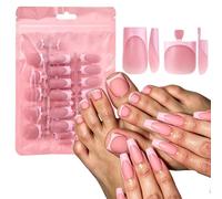 Wear Press-on Manicure Collection Matte French Design Acrylic 30 Piece Finger Toe Set for At-Home Changes Matte Press on Manicure French Tip False Tips Acrylic Finger Toe Pieces Wear Home