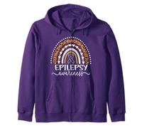 Wear Purple Epilepsy Awareness Leopard Rainbow men women Zip Hoodie
