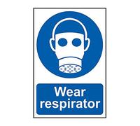 Wear Respirator Sign - Mandatory Health & Safety - Self-Adhesive PVC - 200mm x 300mm
