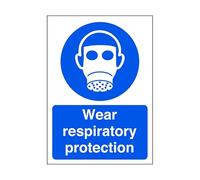 Wear respiratory protection - safety sign, ppe clothing, ppe, protective clothing - 1.2mm Rigid plastic for indoor/outdoor usage (150mm x 100mm) Viewing Distance within 3m.