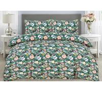 Wear & Snug Duvet Cover Set 4 Pcs King Size Polycotton Complete Bedding Set Printed Quilt Cover With Pillow Cases And Extra Fitted Sheet Easy Care Breathable Duvet Cover Sets (Dense Floral Pattern)