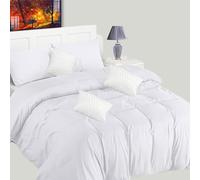 Wear & Snug Duvet Cover Sets King 100% Egyptian Cotton Plain Dyed Duvet Quilt Cover With Pillowcases 200 Thread Count Super Soft Half Bedding Set (White)