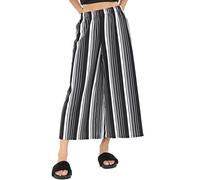 WEAR THE FASHION Womens Wide Stripes with Elasticated Waist Culottes Ladies 3/4 Length Floral Print Leg Flared Culottes
