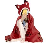 Wearable Blanket Fox Hoodie Cape Cute Hooded Blanket Warm Blanket With Sleeves Winter Comfy Hoodie Coral Fleece Air Conditioner Blankets