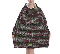 Wearable Blanket Hoodie For Adults Programmer Programming Code Print Oversized Warm Hooded Sweatshirt With Pockets Unisex For Men Women Teens